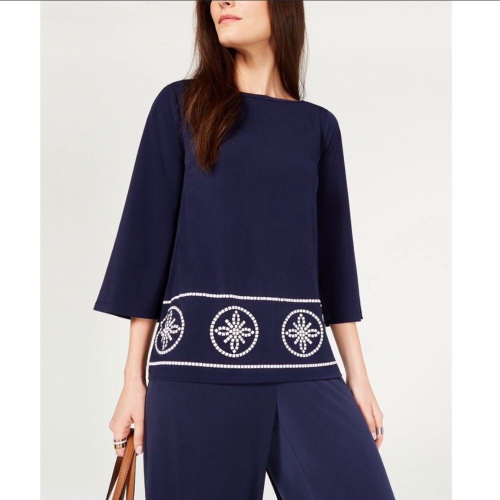 MICHAEL Michael Kors Boat Neck Studded Top - Picture 1 of 5